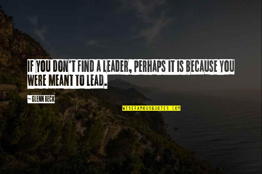 Coercive Acts Quotes By Glenn Beck: If you don't find a leader, perhaps it