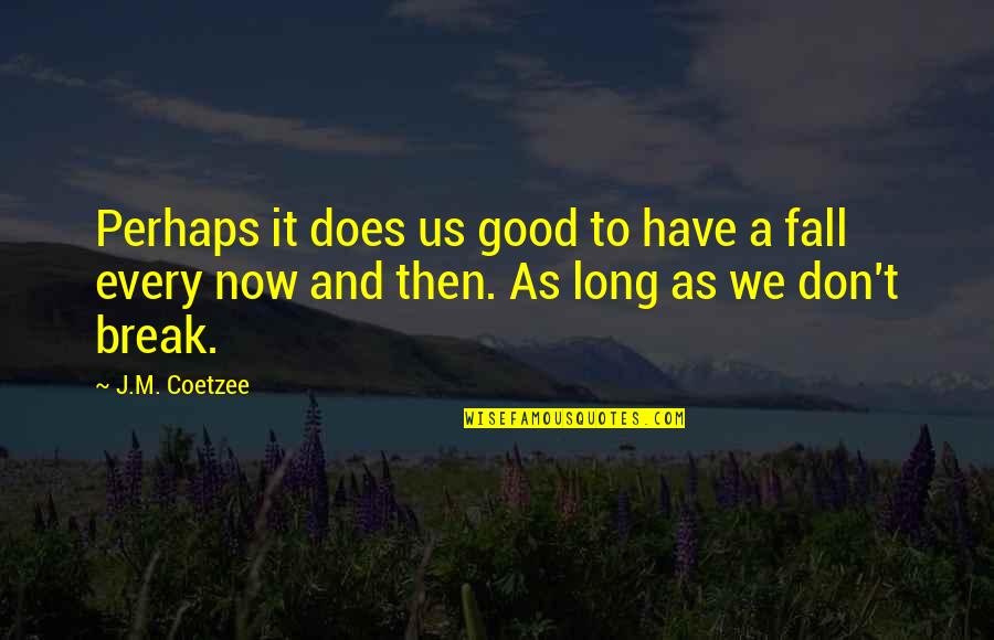 Coetzee Quotes By J.M. Coetzee: Perhaps it does us good to have a