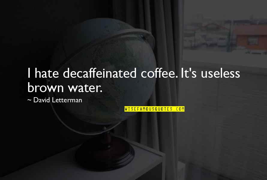 Coffee O'clock Quotes By David Letterman: I hate decaffeinated coffee. It's useless brown water.