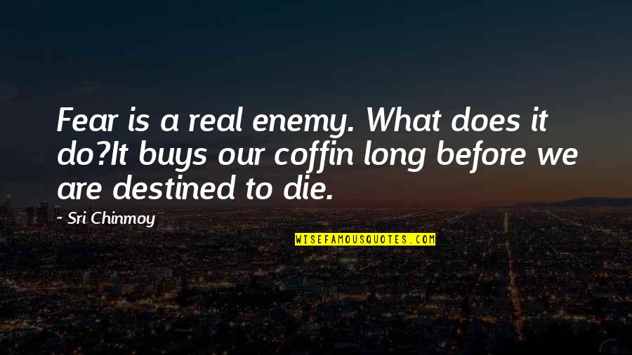 Coffin'd Quotes By Sri Chinmoy: Fear is a real enemy. What does it