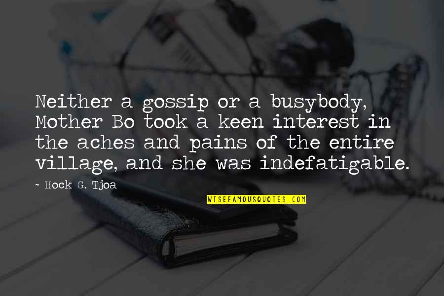 Cognoscenti Quotes By Hock G. Tjoa: Neither a gossip or a busybody, Mother Bo