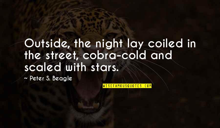 Coiled Quotes By Peter S. Beagle: Outside, the night lay coiled in the street,