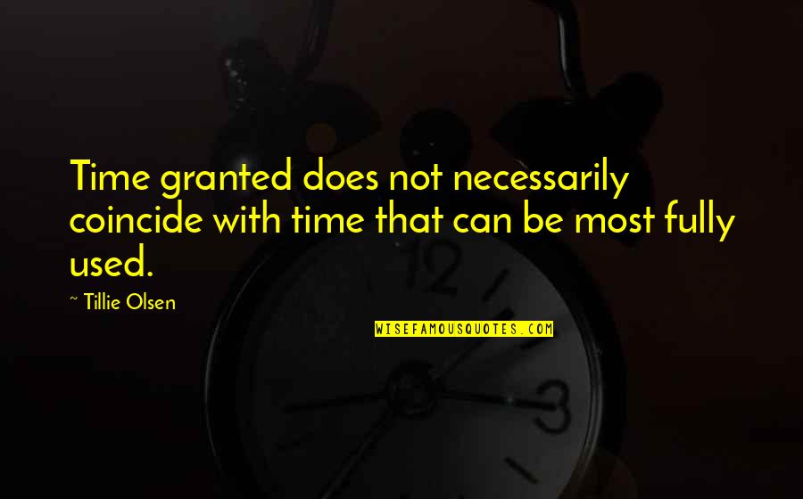 Coincide Quotes By Tillie Olsen: Time granted does not necessarily coincide with time