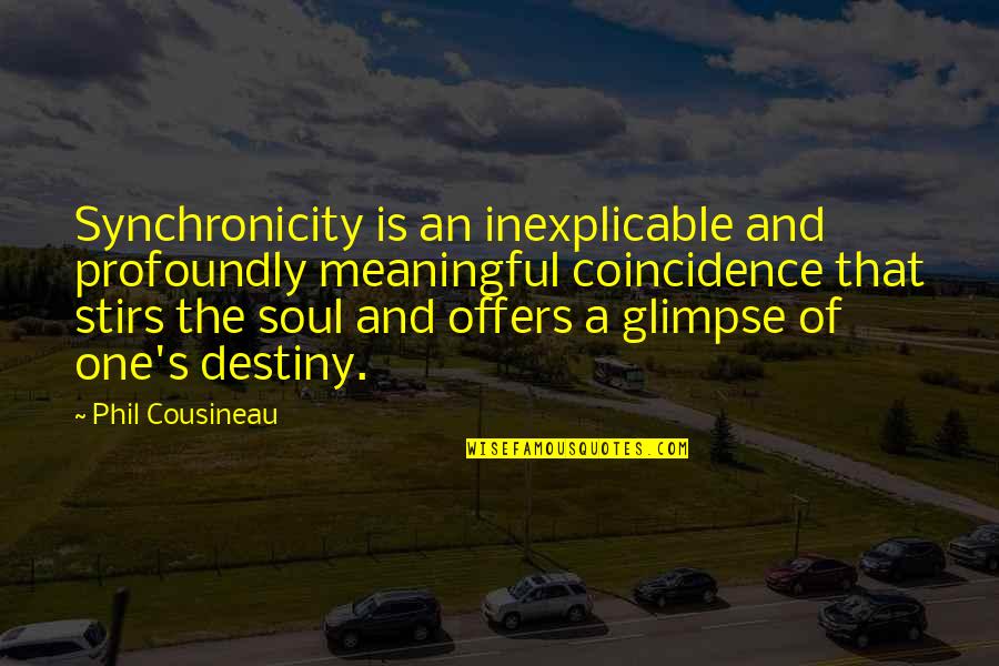 Coincidence And Destiny Quotes By Phil Cousineau: Synchronicity is an inexplicable and profoundly meaningful coincidence