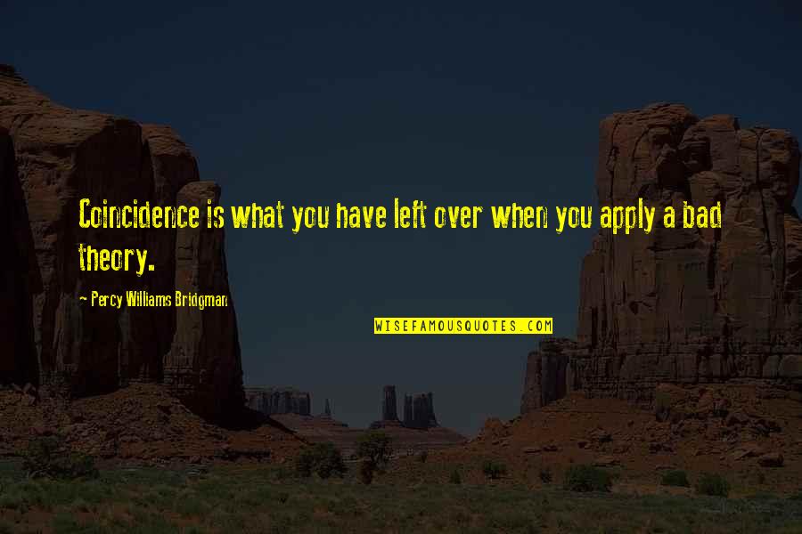 Coincidence Quotes By Percy Williams Bridgman: Coincidence is what you have left over when