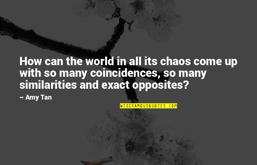 Coincidences Quotes By Amy Tan: How can the world in all its chaos