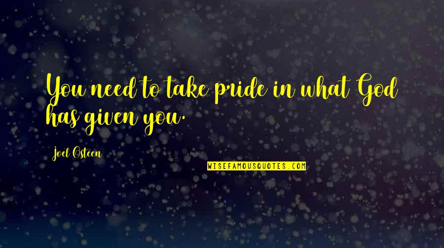 Colclough Bone Quotes By Joel Osteen: You need to take pride in what God Colclough Bone Quotes By Joel Osteen: You need to take pride in what God