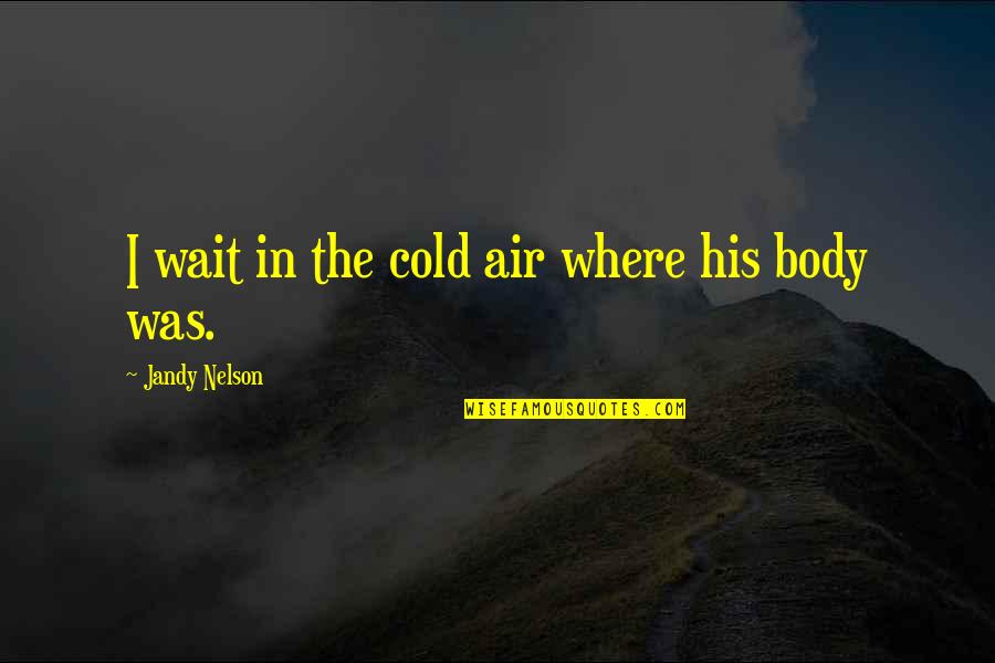 Cold Air Quotes By Jandy Nelson: I wait in the cold air where his