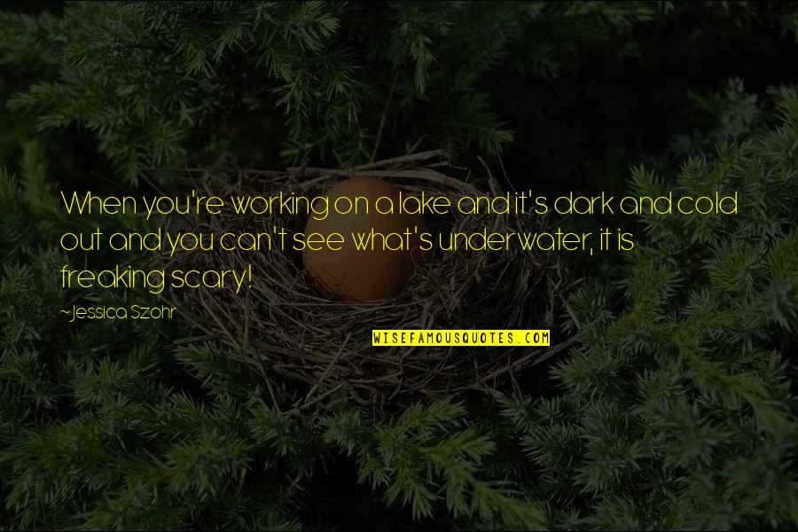 Cold And Dark Quotes By Jessica Szohr: When you're working on a lake and it's Cold And Dark Quotes By Jessica Szohr: When you're working on a lake and it's