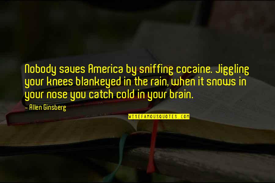 Cold And Rain Quotes By Allen Ginsberg: Nobody saves America by sniffing cocaine. Jiggling your