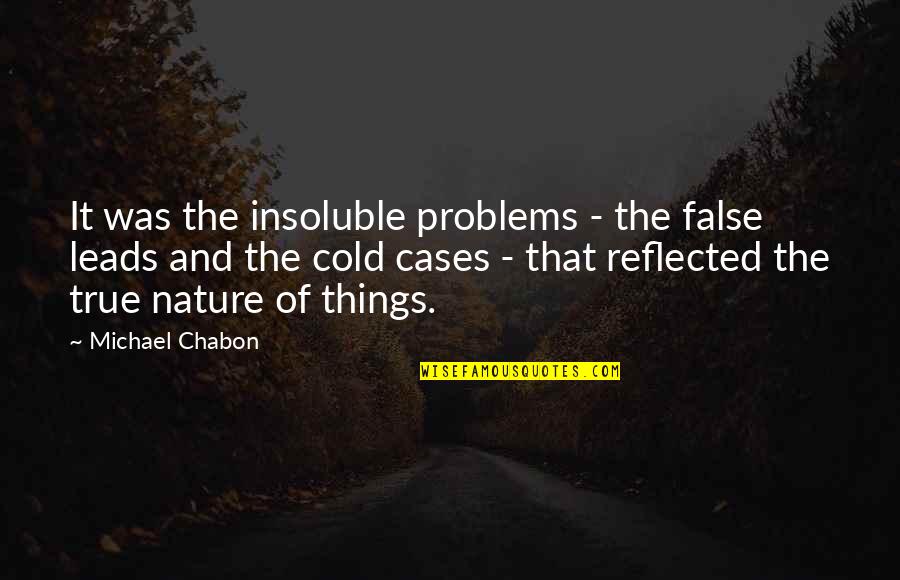 Cold Cases Quotes By Michael Chabon: It was the insoluble problems - the false