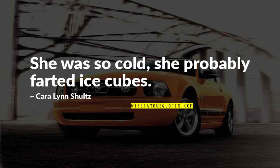 Cold Ice Quotes By Cara Lynn Shultz: She was so cold, she probably farted ice