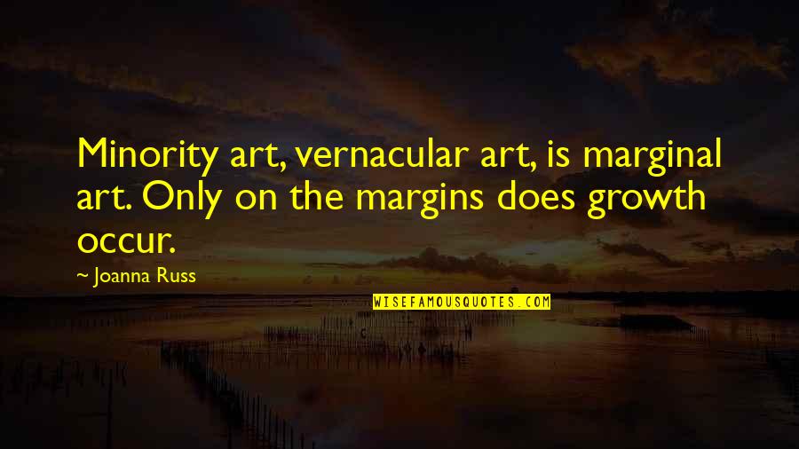 Cold Outside Warm Inside Quotes By Joanna Russ: Minority art, vernacular art, is marginal art. Only