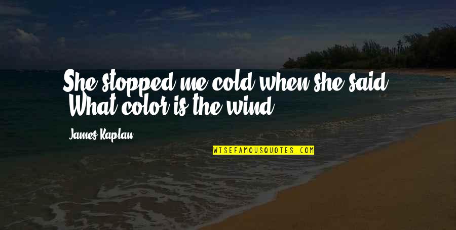 Cold Wind Quotes By James Kaplan: She stopped me cold when she said, 'What