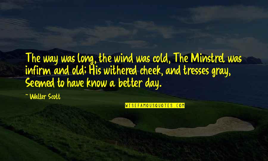 Cold Wind Quotes By Walter Scott: The way was long, the wind was cold,