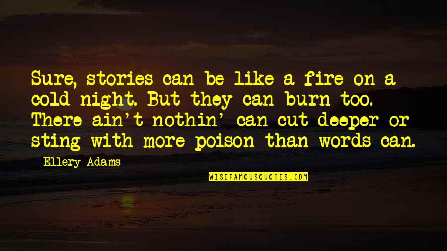 Cold With Quotes By Ellery Adams: Sure, stories can be like a fire on