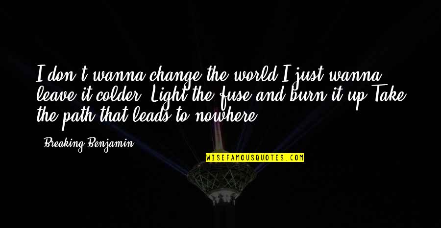 Colder Quotes By Breaking Benjamin: I don't wanna change the world,I just wanna