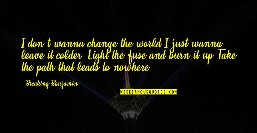 Colder Than Quotes By Breaking Benjamin: I don't wanna change the world,I just wanna