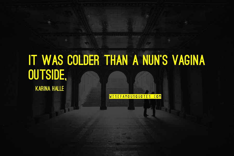 Colder Than Quotes By Karina Halle: It was colder than a nun's vagina outside,