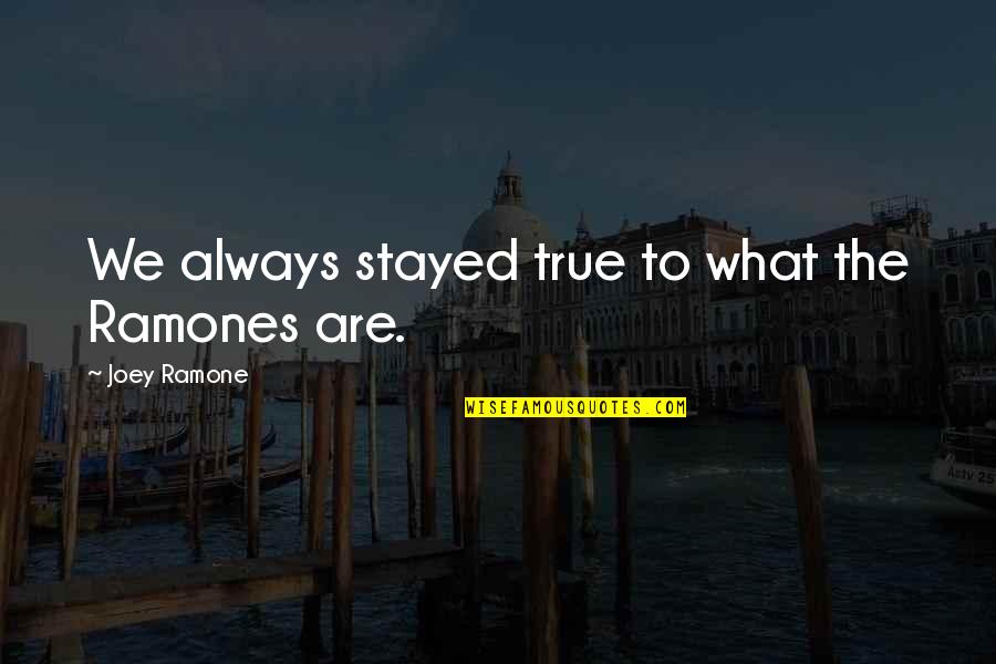 Coldness Quotes And Quotes By Joey Ramone: We always stayed true to what the Ramones