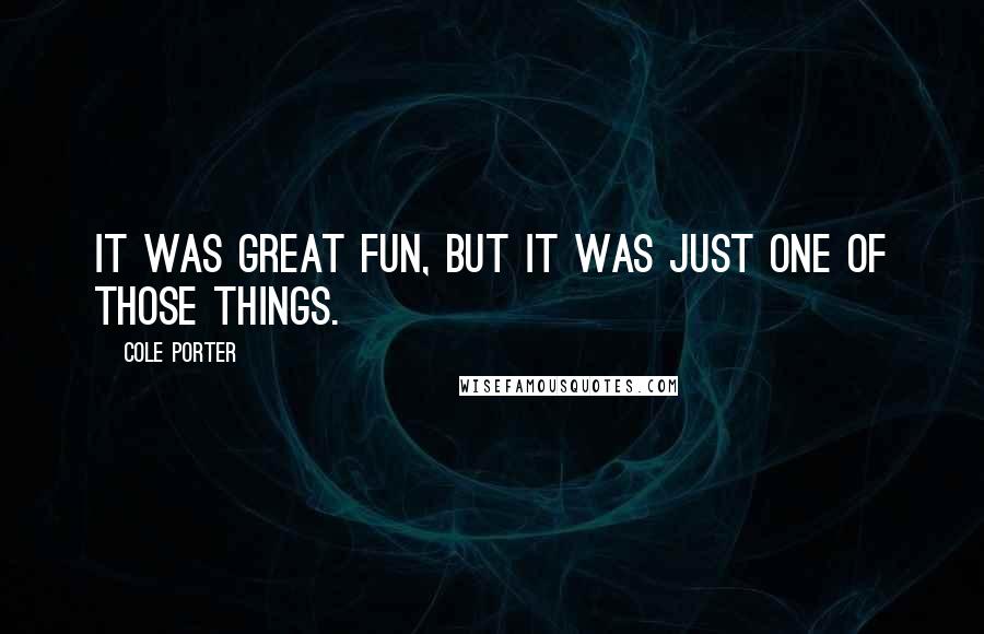 Cole Porter quotes: It was great fun, But it was just one of those things.