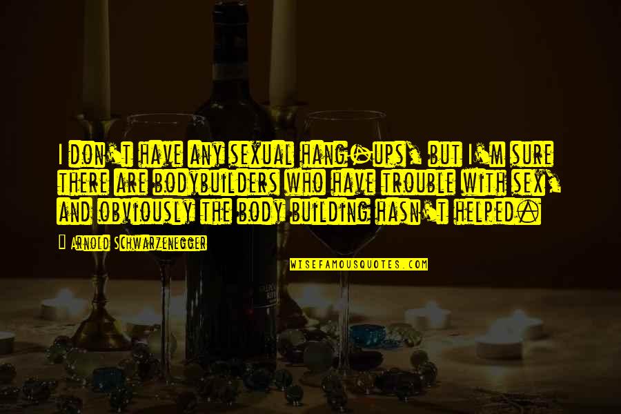 Colecionar Quotes By Arnold Schwarzenegger: I don't have any sexual hang-ups, but I'm Colecionar Quotes By Arnold Schwarzenegger: I don't have any sexual hang-ups, but I'm