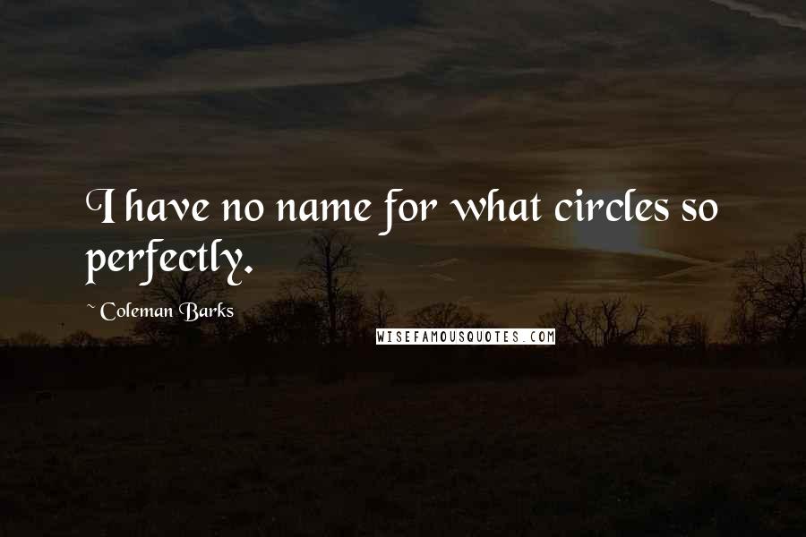 Coleman Barks quotes: I have no name for what circles so perfectly.