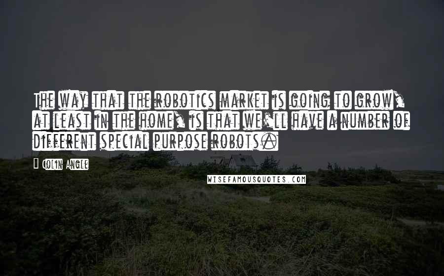 Colin Angle quotes: The way that the robotics market is going to grow, at least in the home, is that we'll have a number of different special purpose robots.