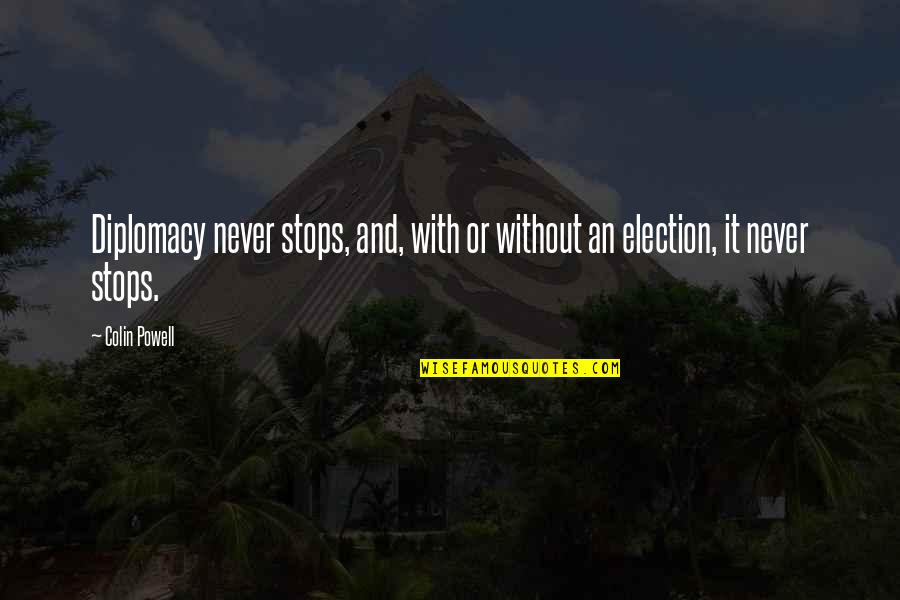 Colin Powell Diplomacy Quotes By Colin Powell: Diplomacy never stops, and, with or without an