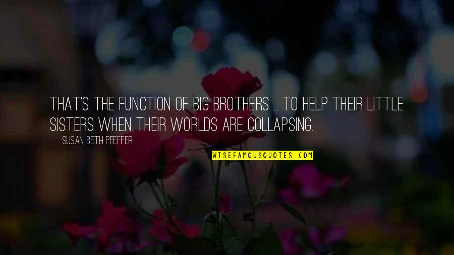 Collapsing Love Quotes By Susan Beth Pfeffer: That's the function of big brothers ... to