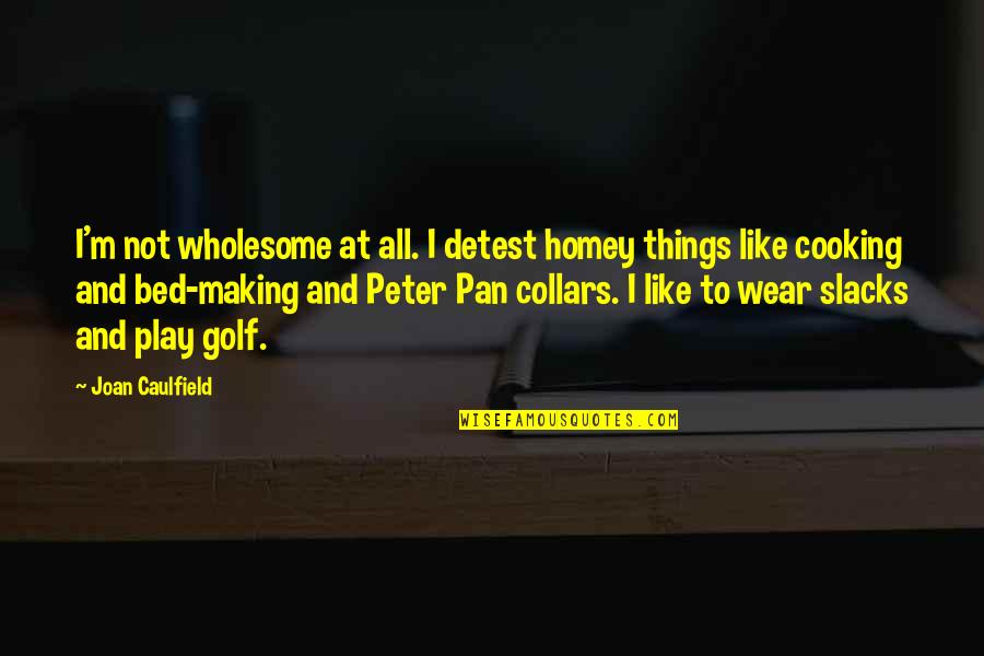 Collars Quotes By Joan Caulfield: I'm not wholesome at all. I detest homey