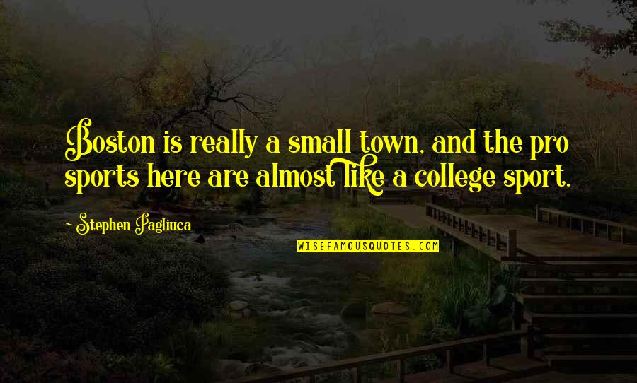 College And Sports Quotes By Stephen Pagliuca: Boston is really a small town, and the College And Sports Quotes By Stephen Pagliuca: Boston is really a small town, and the