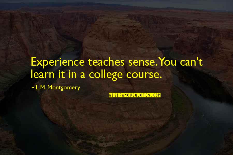 College Experience Quotes By L.M. Montgomery: Experience teaches sense. You can't learn it in