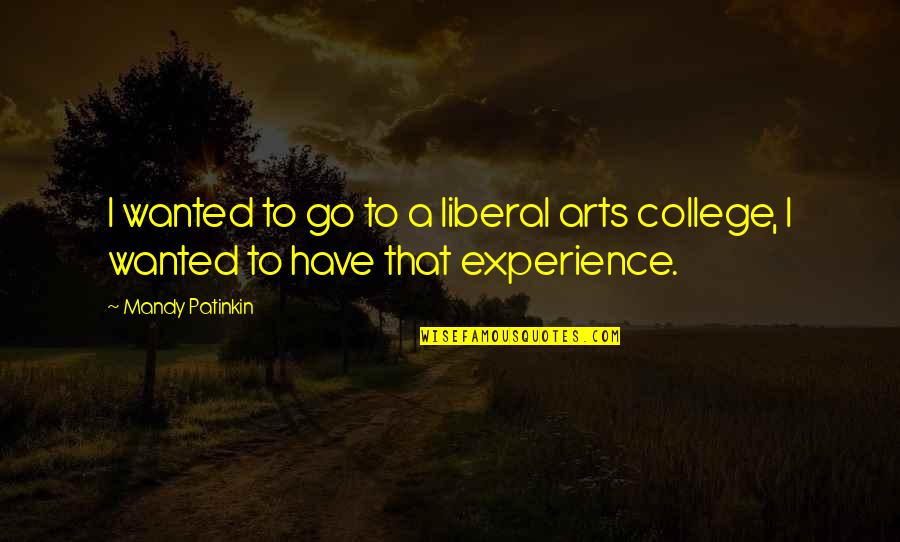 College Experience Quotes By Mandy Patinkin: I wanted to go to a liberal arts