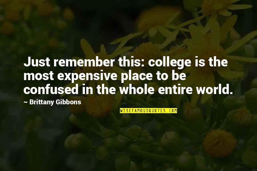 College Is Expensive Quotes By Brittany Gibbons: Just remember this: college is the most expensive
