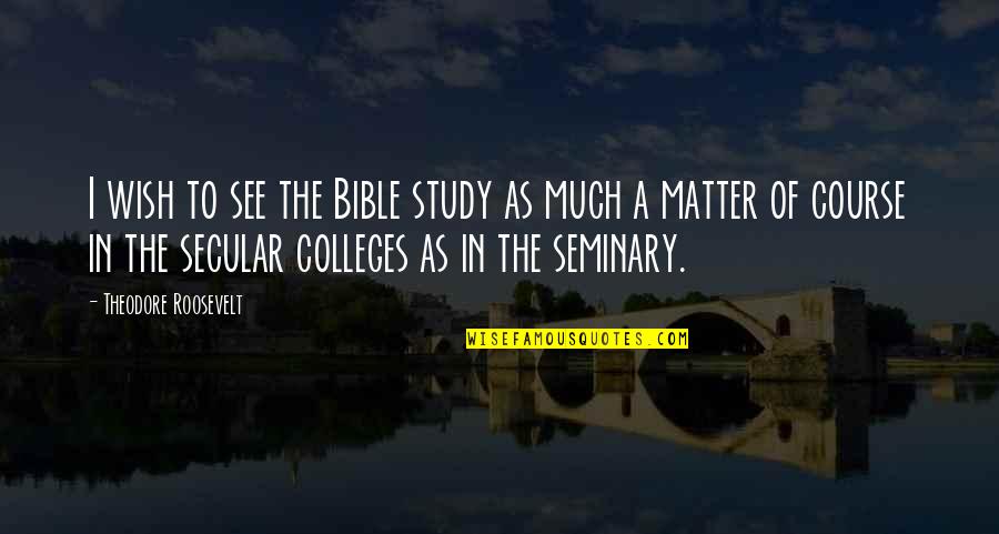 College Study Quotes By Theodore Roosevelt: I wish to see the Bible study as