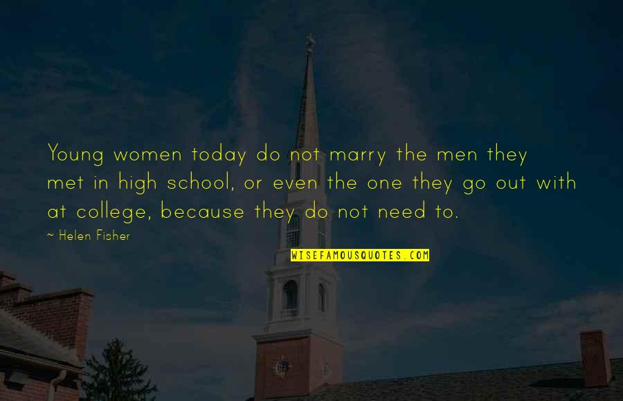 College Vs High School Quotes By Helen Fisher: Young women today do not marry the men
