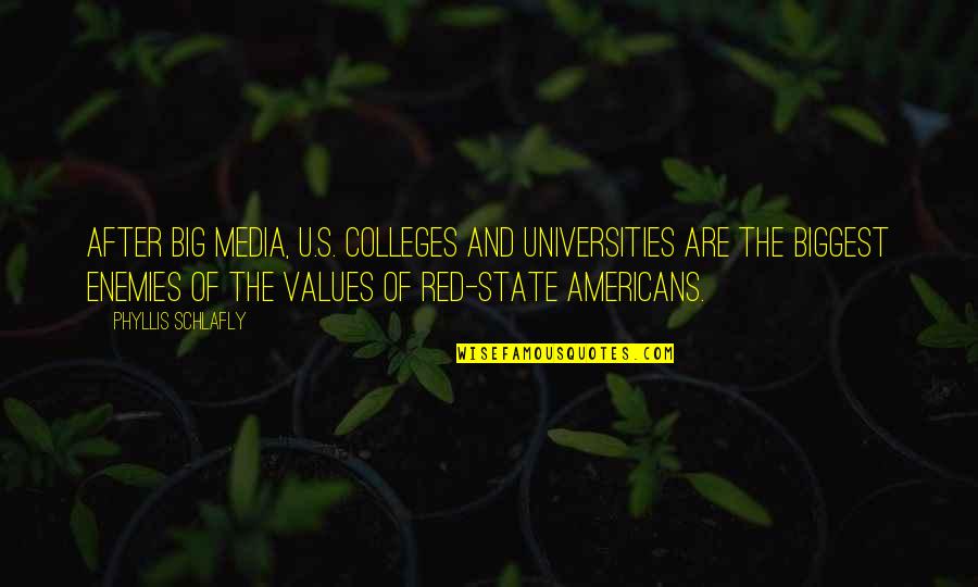 Colleges And Universities Quotes By Phyllis Schlafly: After Big Media, U.S. colleges and universities are