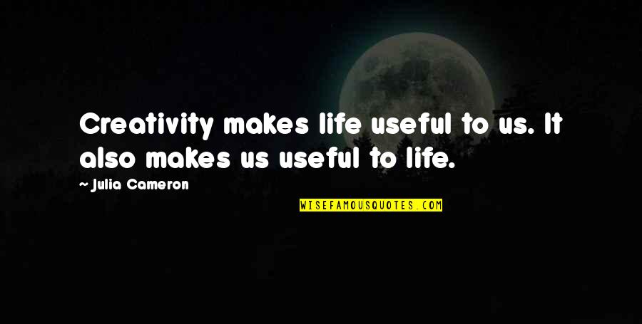 Colliano Flag Quotes By Julia Cameron: Creativity makes life useful to us. It also