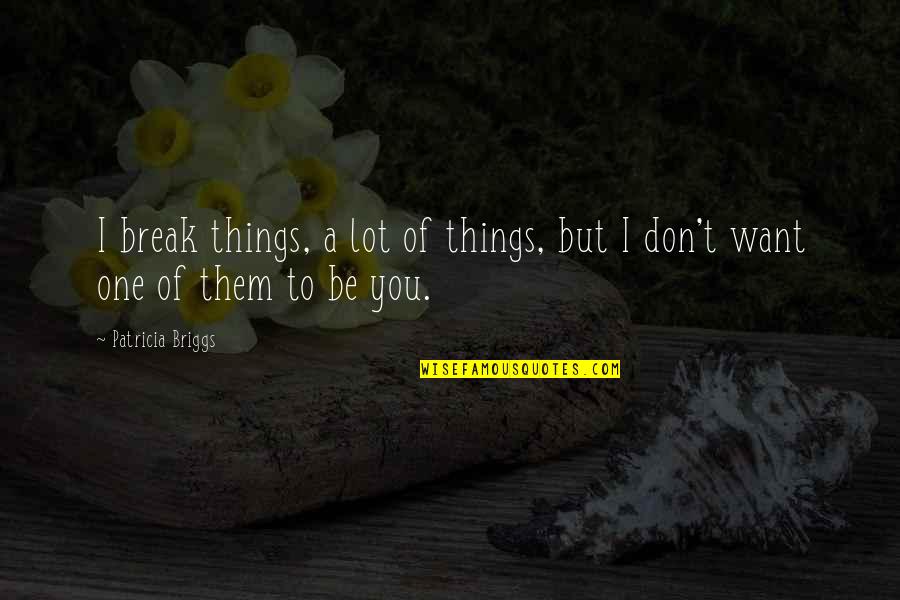 Collinson Twins Quotes By Patricia Briggs: I break things, a lot of things, but