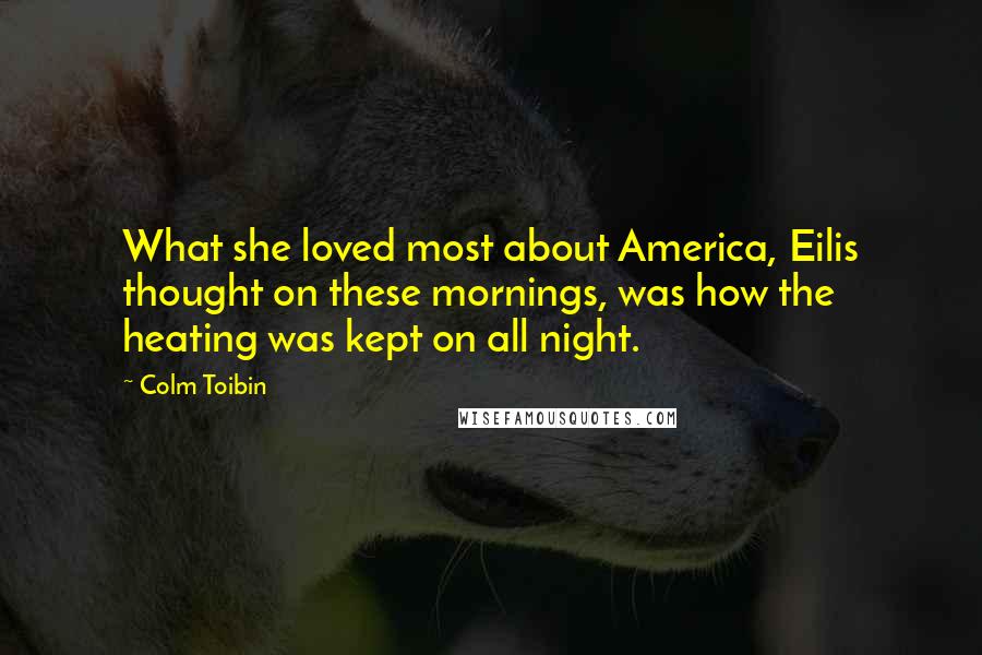 Colm Toibin quotes: What she loved most about America, Eilis thought on these mornings, was how the heating was kept on all night.