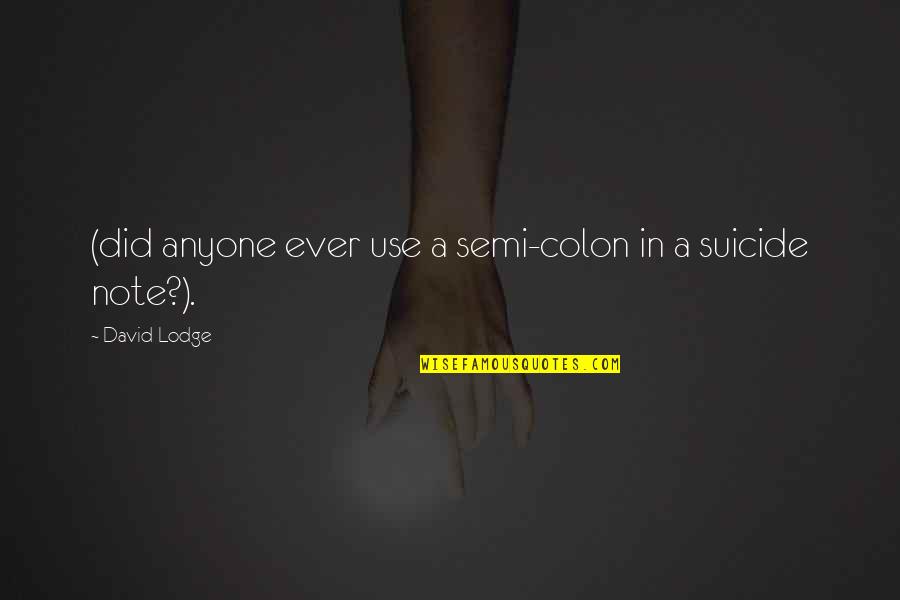 Colon Quotes By David Lodge: (did anyone ever use a semi-colon in a