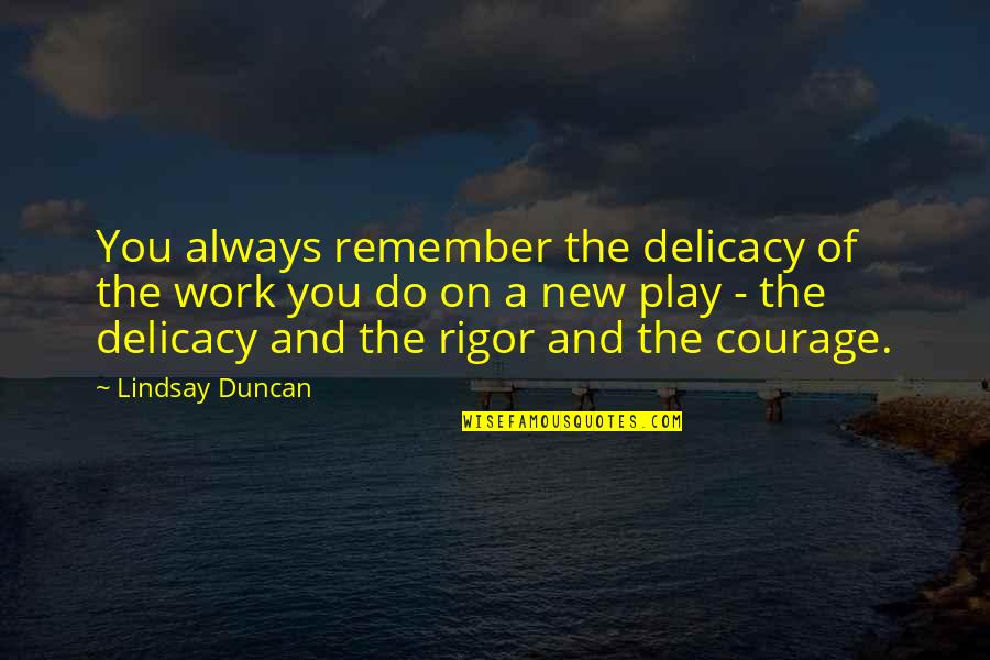 Colonialisme Signification Quotes By Lindsay Duncan: You always remember the delicacy of the work