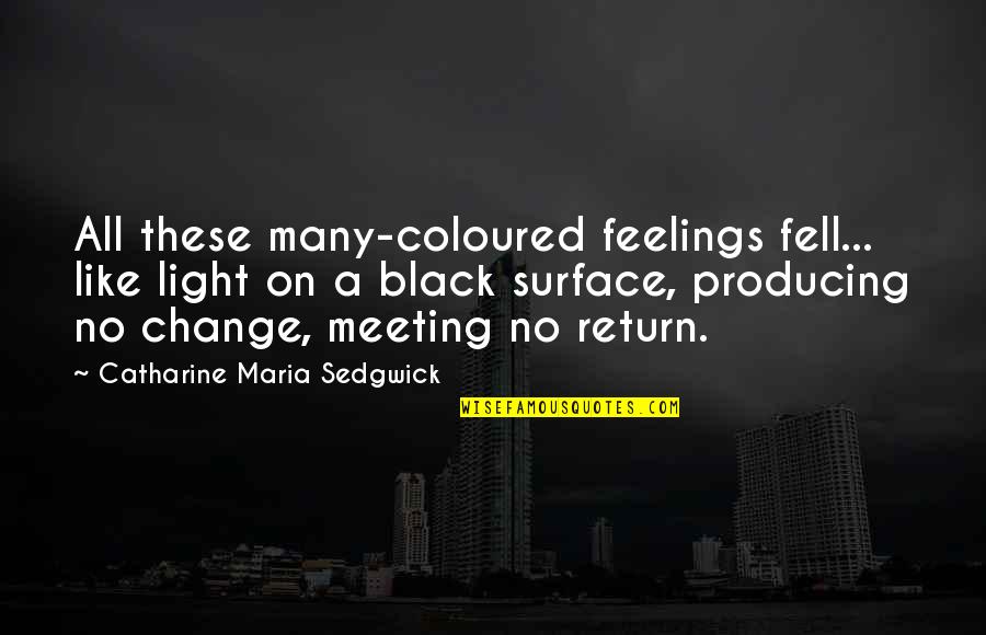 Color Black Quotes By Catharine Maria Sedgwick: All these many-coloured feelings fell... like light on