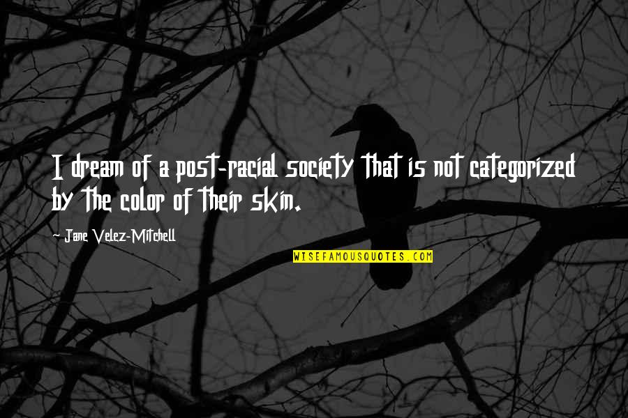 Color Skin Quotes By Jane Velez-Mitchell: I dream of a post-racial society that is Color Skin Quotes By Jane Velez-Mitchell: I dream of a post-racial society that is