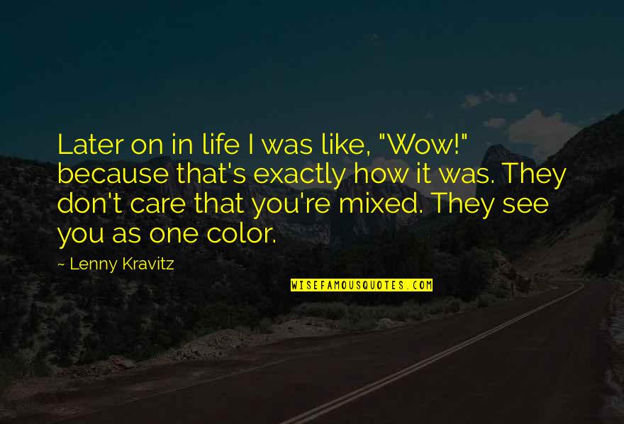 Color Your Life Quotes By Lenny Kravitz: Later on in life I was like, "Wow!"