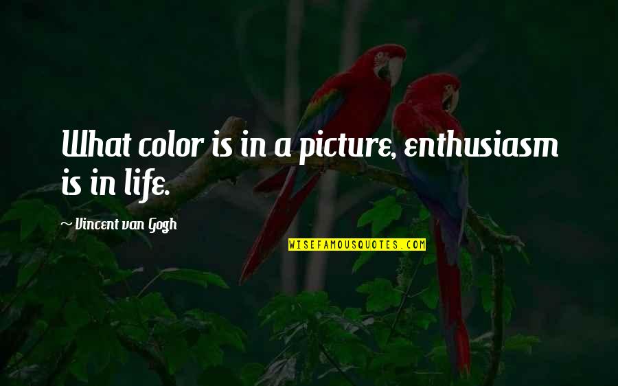 Color Your Life Quotes By Vincent Van Gogh: What color is in a picture, enthusiasm is