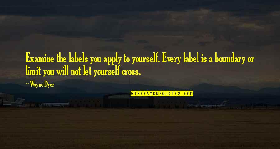 Colorado Technical College Quotes By Wayne Dyer: Examine the labels you apply to yourself. Every