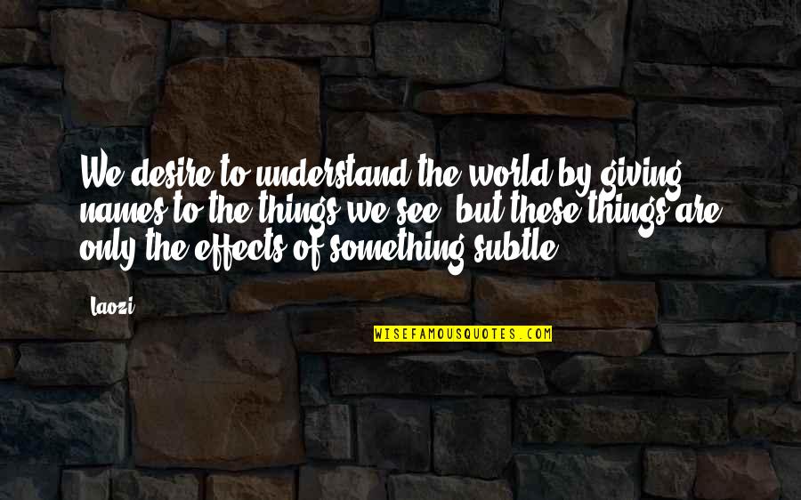 Colored Hair Quotes By Laozi: We desire to understand the world by giving