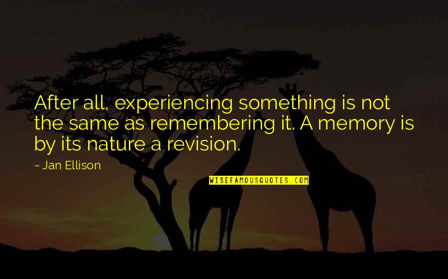 Colorfield Millstone Quotes By Jan Ellison: After all, experiencing something is not the same
